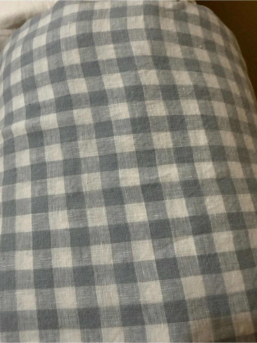 Gingham Blue Fog European Linen King/Cal King Duvet Cover - Retail $214